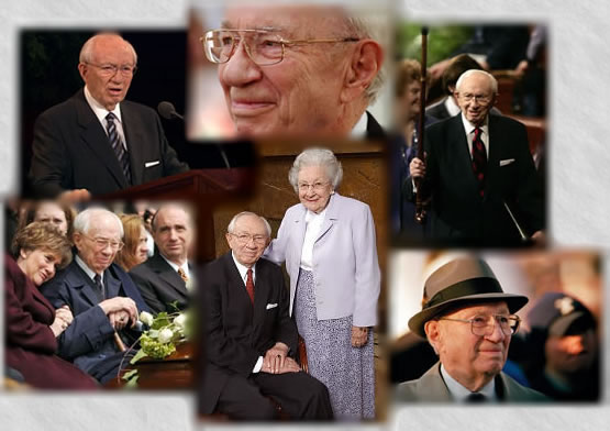 Collage of LDS Church President Gordon B. Hinckley