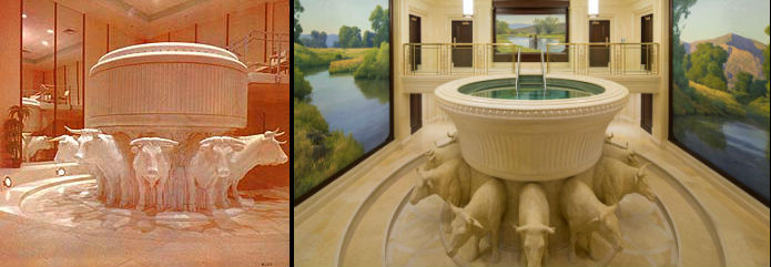 LDS Ogden Temple Baptistry 1972 and 2014